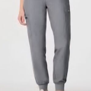 Figs Gray Track Pants with Elastic Waistband and Tapered Legs